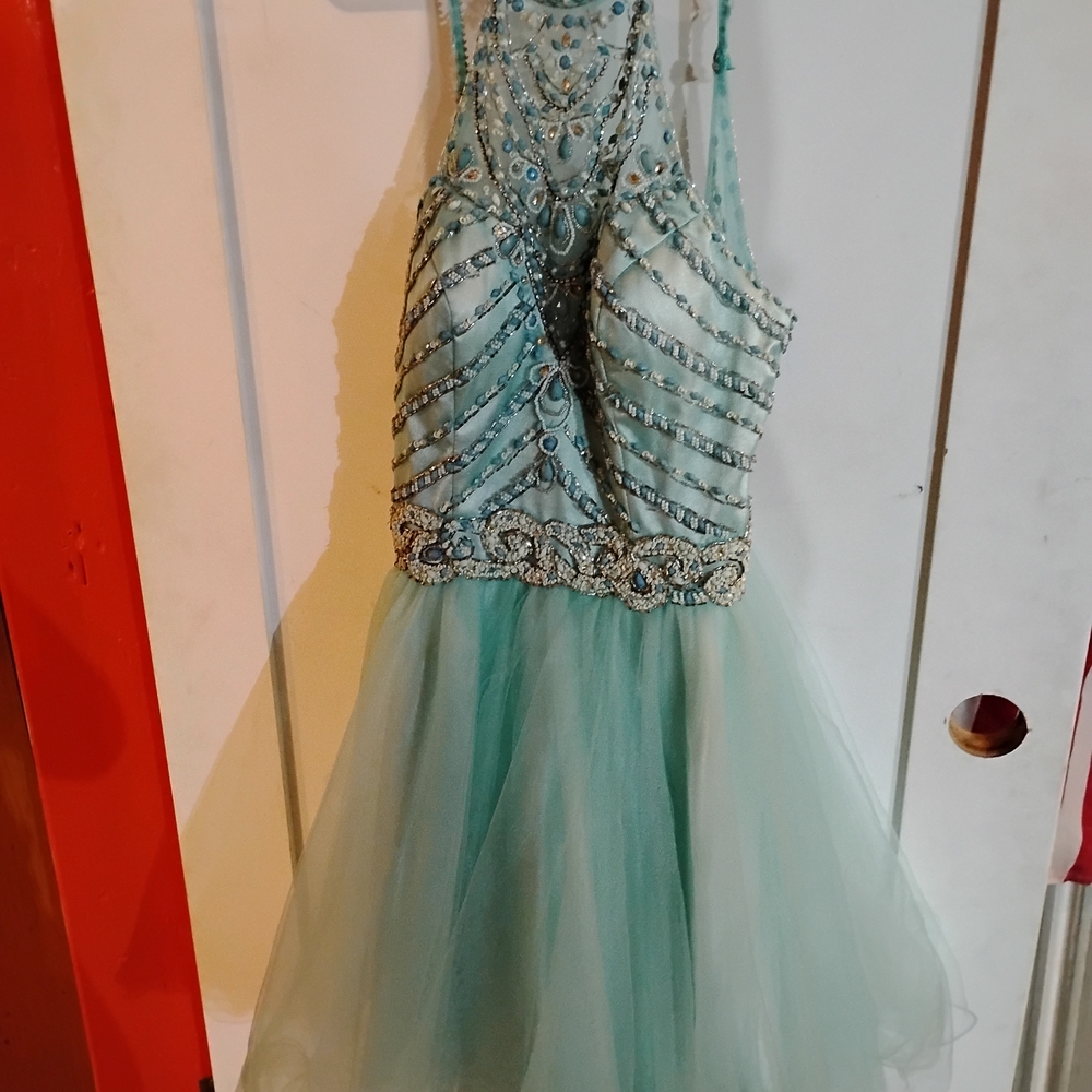 Elegant Beaded Kids Dress in Blue